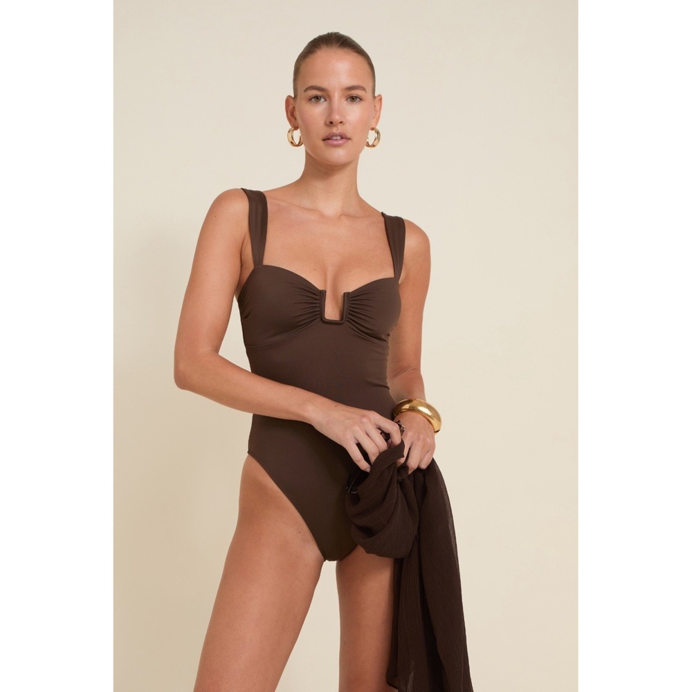 Away That Day Cannes One Piece Espresso Swimsuit NWT XL Eco Nylon Balconette